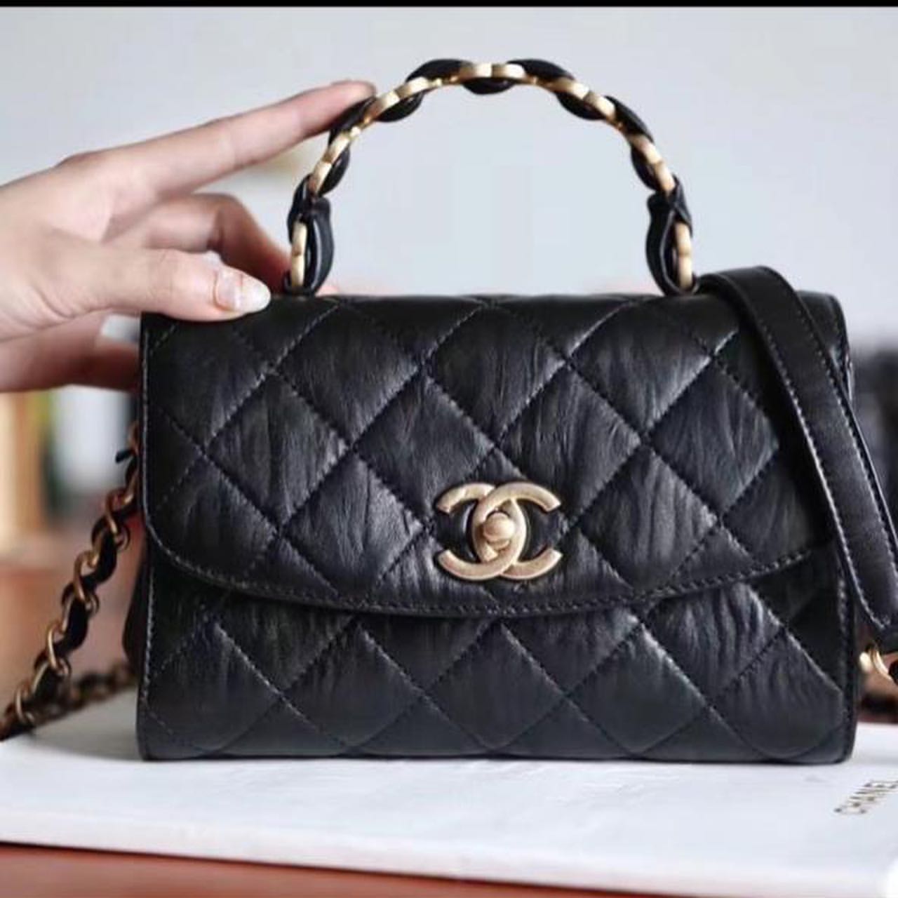 CHANEL Mini Flap Bag With Top Handle – Black – Trendy Brands